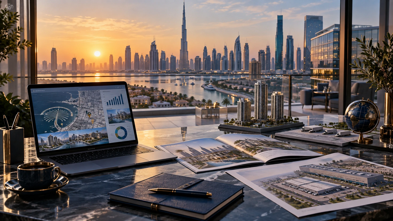 Dubai market research workspace — charts, maps and reports